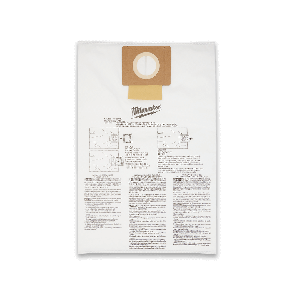 M18 FUEL 23L Wet/Dry Vac - Fleece Bags - 5Pk 47500751 49901979