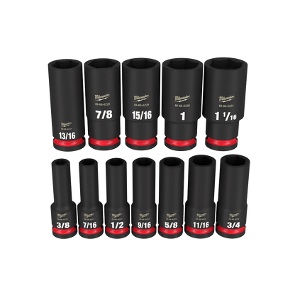 SHOCKWAVE 1/2'' Drive 12PC AF Deep 6 Point Impact Socket Set 47500989 49667011