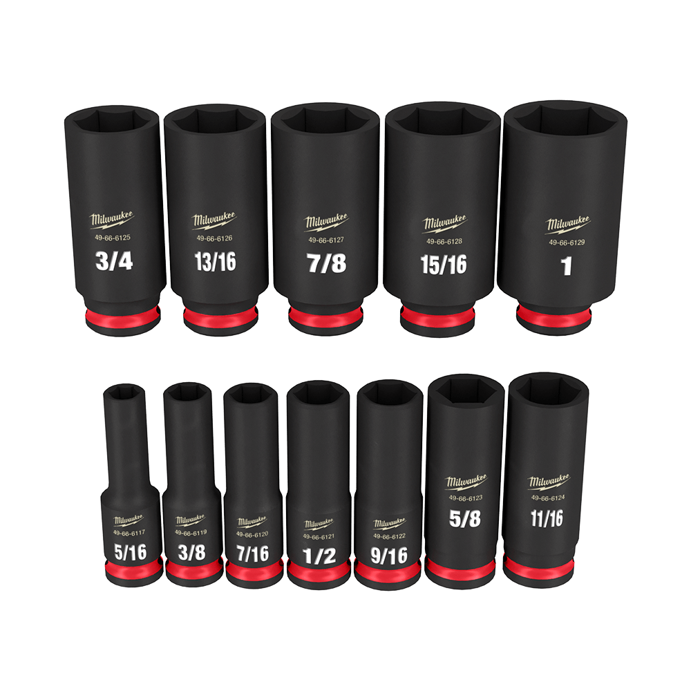 SHOCKWAVE 3/8'' Drive 12PC AF Deep 6 Point Impact Socket Set 47501156 49667006