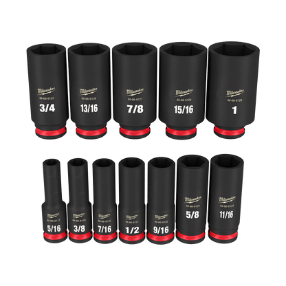 SHOCKWAVE 3/8'' Drive 12PC AF Deep 6 Point Impact Socket Set 47501156 49667006