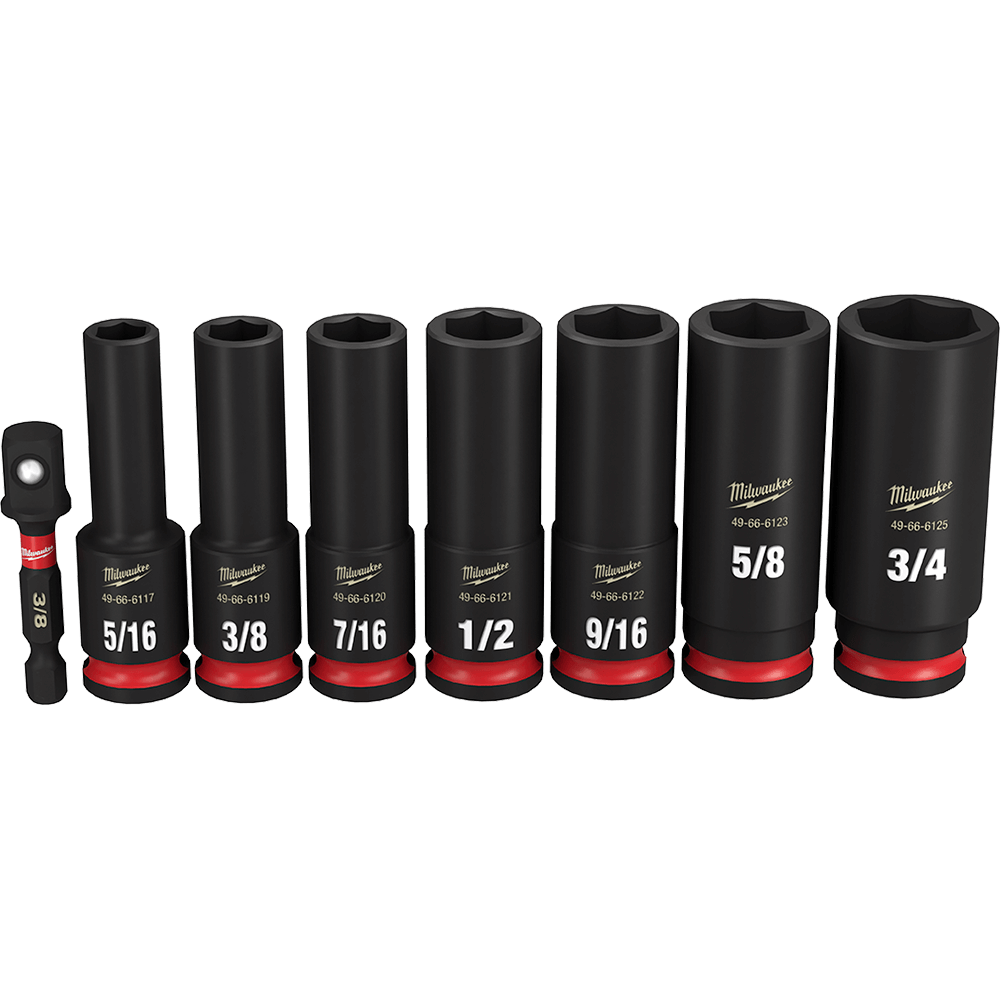 SHOCKWAVE 3/8'' Drive 8PC AF Deep 6 Point Impact Socket Set 47501196 49667024
