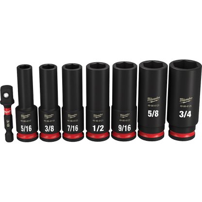 SHOCKWAVE 3/8'' Drive 8PC AF Deep 6 Point Impact Socket Set 47501196 49667024
