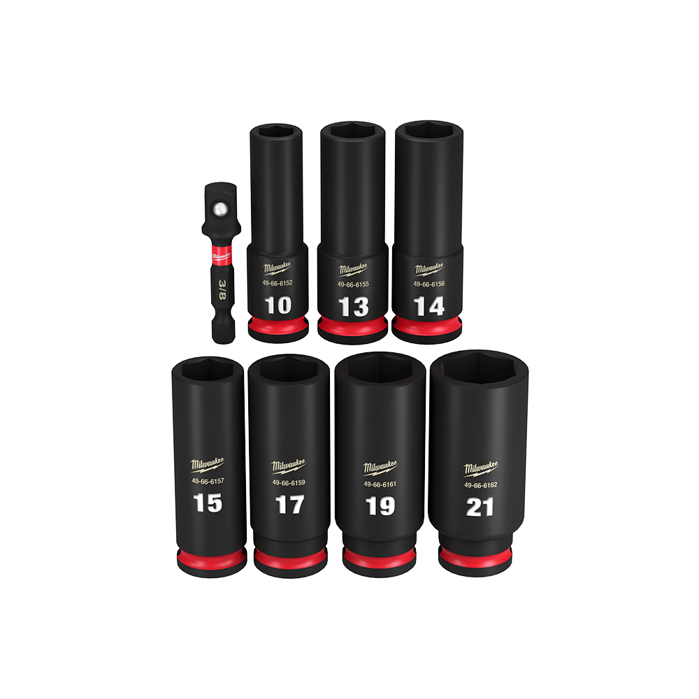 SHOCKWAVE 3/8'''' Drive 8PC Metric Deep 6 Point Impact Socket Set 47501202 49667021