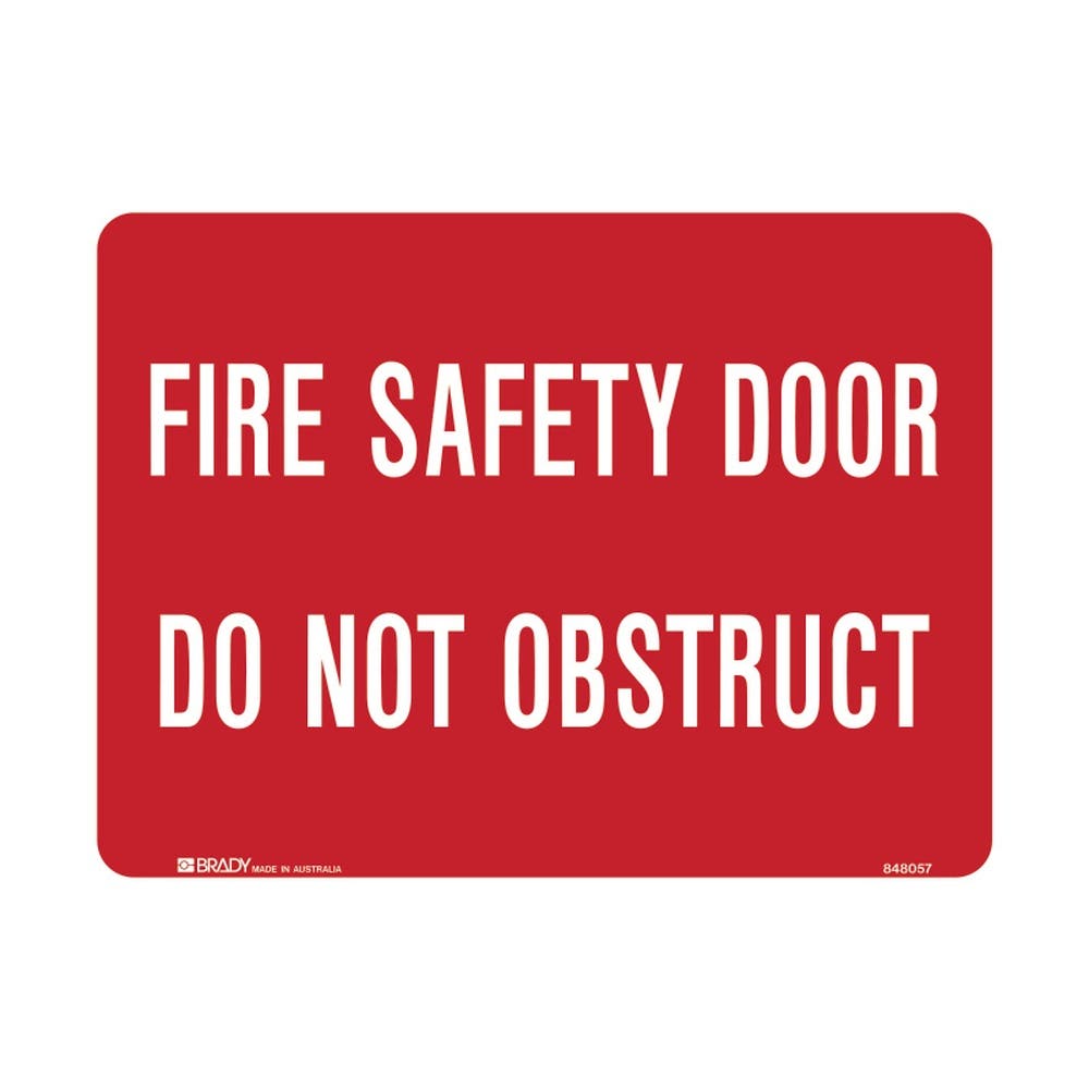 Sign FIRE SAFETY DOOR DO NOT OBSTRUCT 300 X 225 Poly 478856 848057