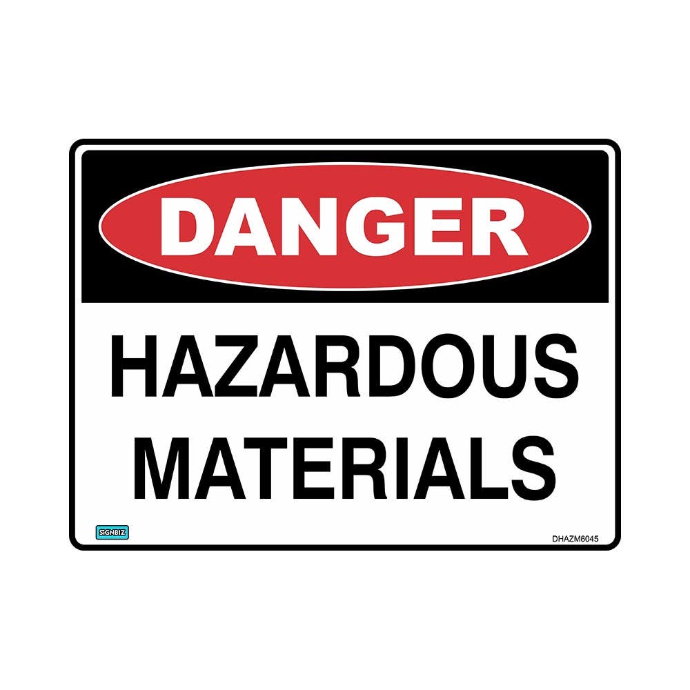 Sign DANGER HAZARDOUS MATERIALS 300 X 225mm Metal_482433_DHAZM3022M