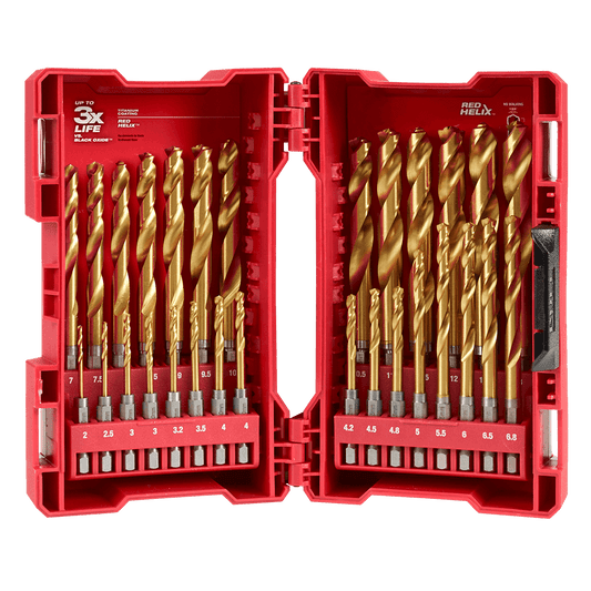 Shockwave Red Helix Titanium 29 Pce Drill Bit Kit Milwaukee 485739 48894862