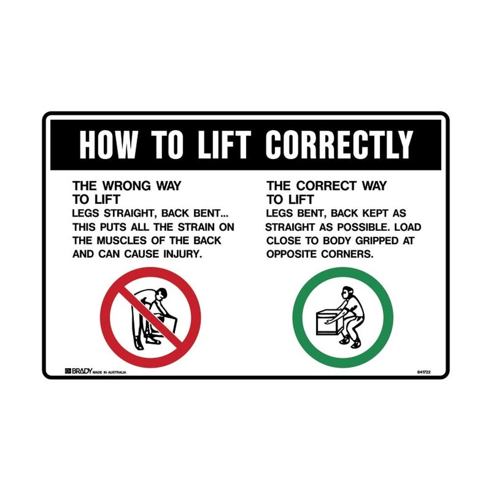 Sign - HOW TO LIFT CORRECTLY 450x300mm Poly 489255 841722