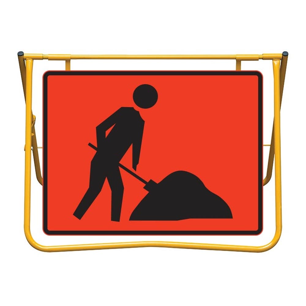 Sign + Swing Stand Kit Workmen Symbol 900x600 Metal 489738 879541