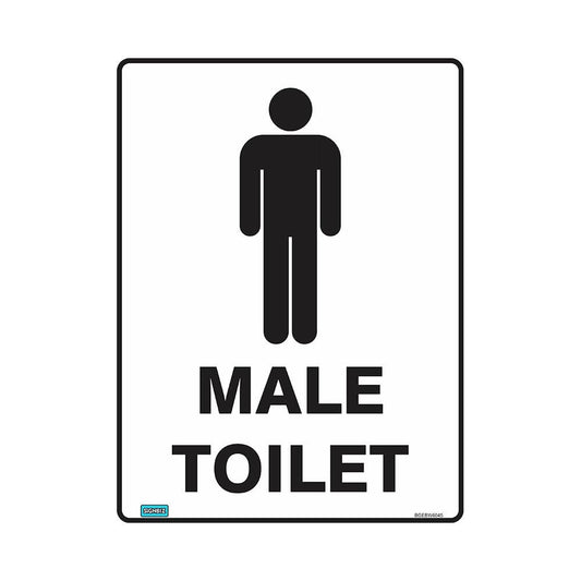 Sign MALE TOILET 300 X 225mm Metal Black On White_493884_BGEBW3022M