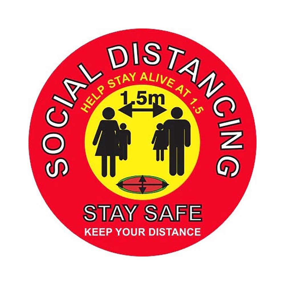 Sticker Floor Keep Your Distance 300mm Colour Black Pk 4_495080_FGSDA300