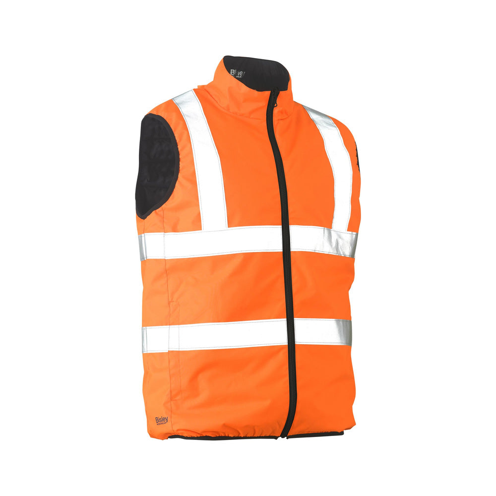 Vest Puffer Reversible Poly Oxford PU Coat Tape Hi Vis Orange XL Bisley_40009360_BV0330HT_BVEOXL