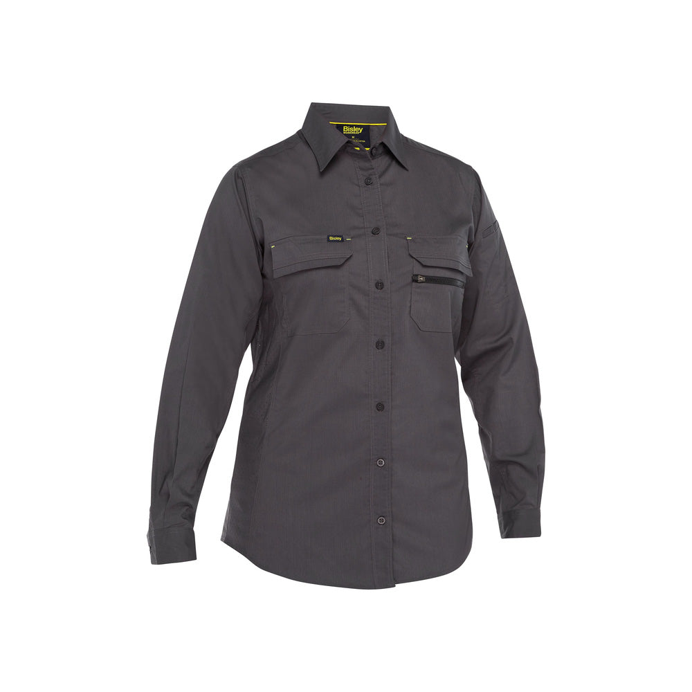 Shirt WMS L/S 140gsm Poly/Cotton Vented 18 Charcoal BL6490 Bisley_40038914_BL6490_BCCG18