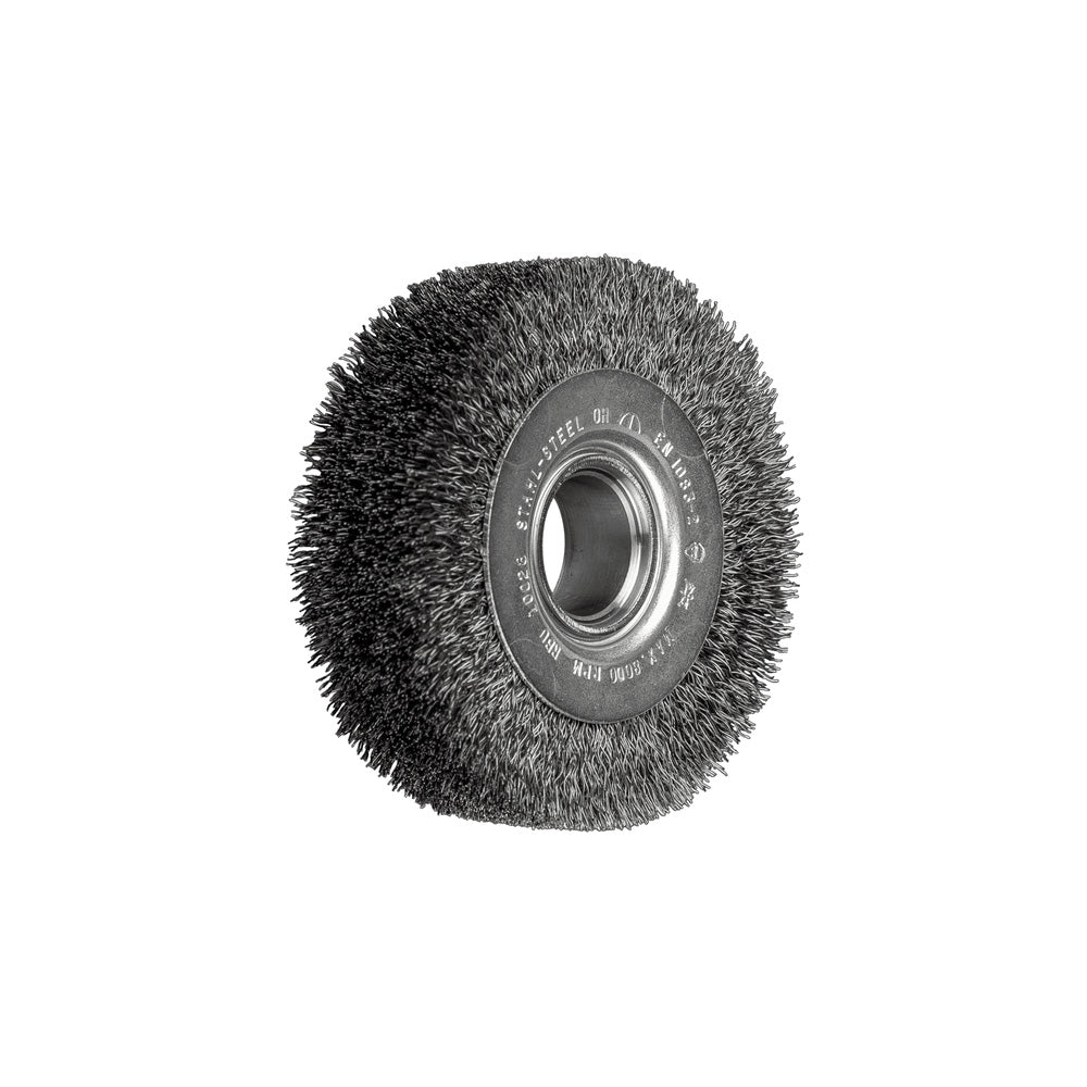 Wheel brush wide crimped RBU 100x28xvariable SS wire 0.3 bench grinder_40108178_43502001