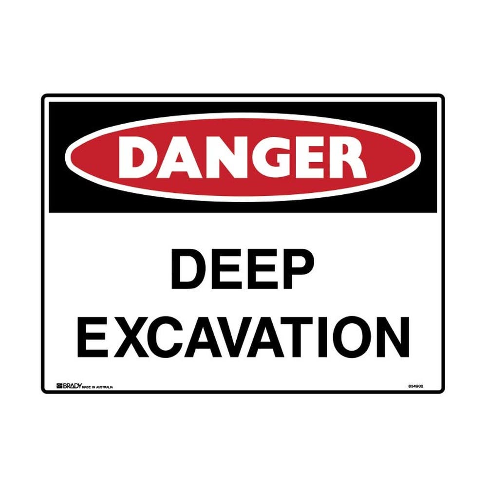 Danger Sign  Deep Excavation Metal H450mm X W600mm 502036 832446