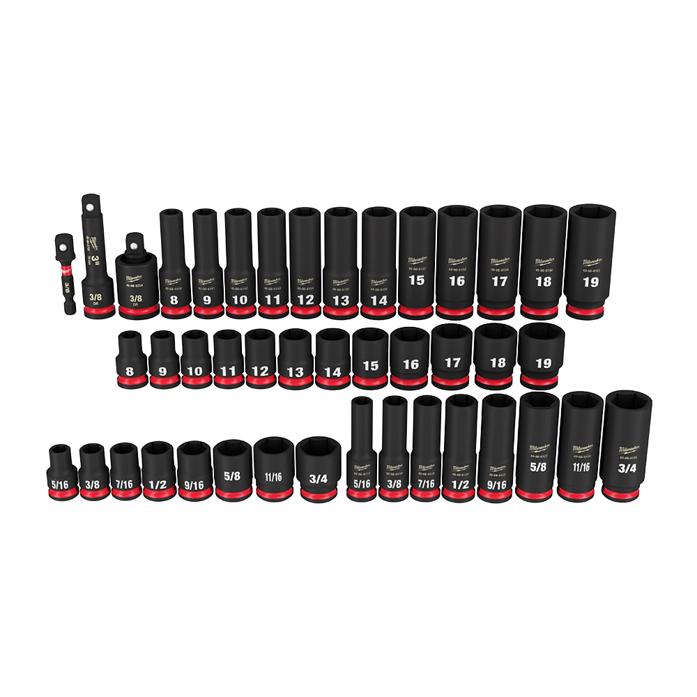 Socket Set 3/8 Dr. 43pce SAE & Metric Deep 6 Point Impact Shockwave 508297 49667009