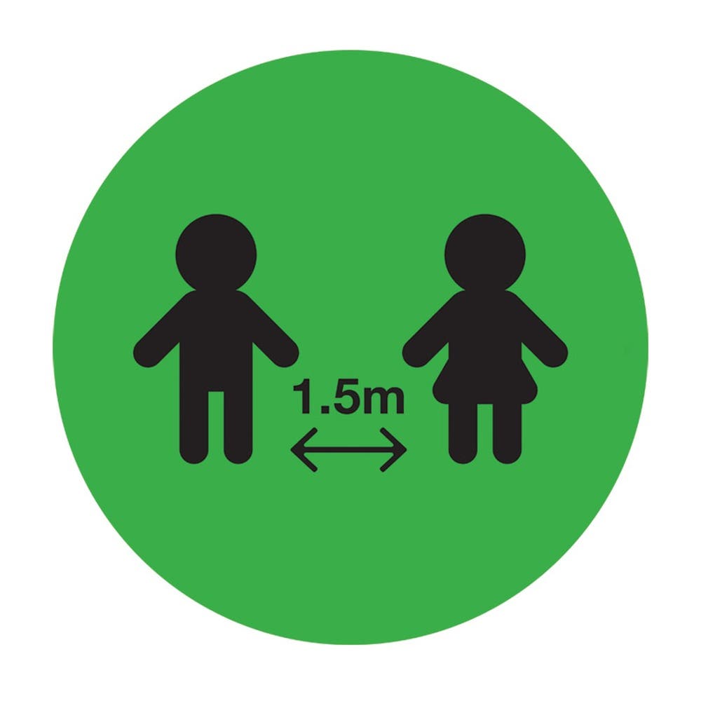 Social Distancing Floor Marking Sign Black/Green 300mm Diameter 509623 879292
