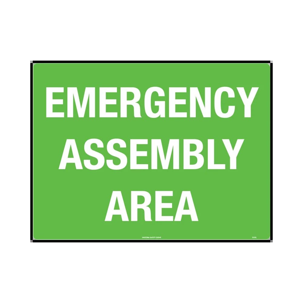 Sign EMERGENCY ASSEMBLY AREA 450 X 350mm Poly_474796_509LSP