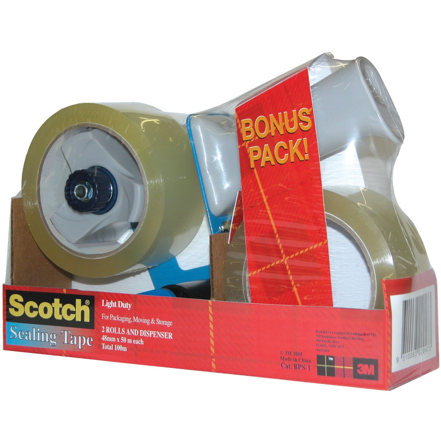 Scotch Tape Dispenser BPS-1 Dispenser 2 Rolls Clear Sealing Tape 48mm X 50M 510013300 SCTAB010560105