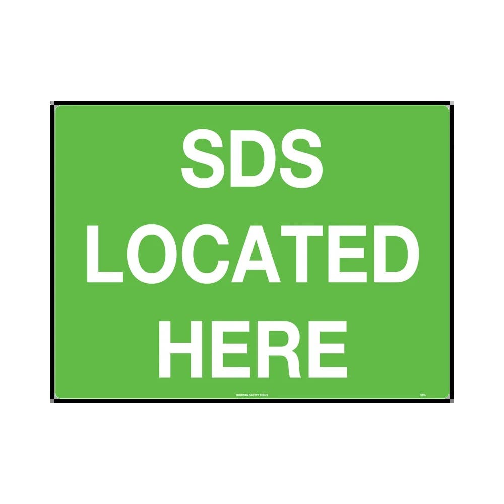 Sign SDS LOCATED HERE 300 X 225mm Poly_297516_511MP