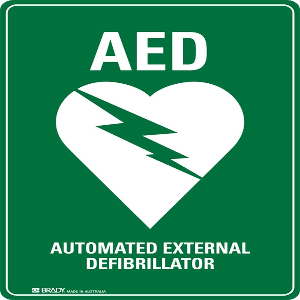 Sign AED DEFIB Sign MTL 300 X 450 White/green 512024 879826