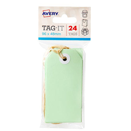 Avery Labels Shipping Tag-It With String 96x48mm 24 Tags Pastel Green_9020820_13203