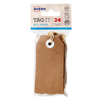 Avery Labels Shipping Tag-It With String 96X48mm 24 Tags Kraft 1040293 22850
