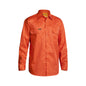 Shirt L/S Cotton Drill 155gsm Gusset Cuff Hi Vis Orange Small Bisley_90010537_BS6894_BVEOS