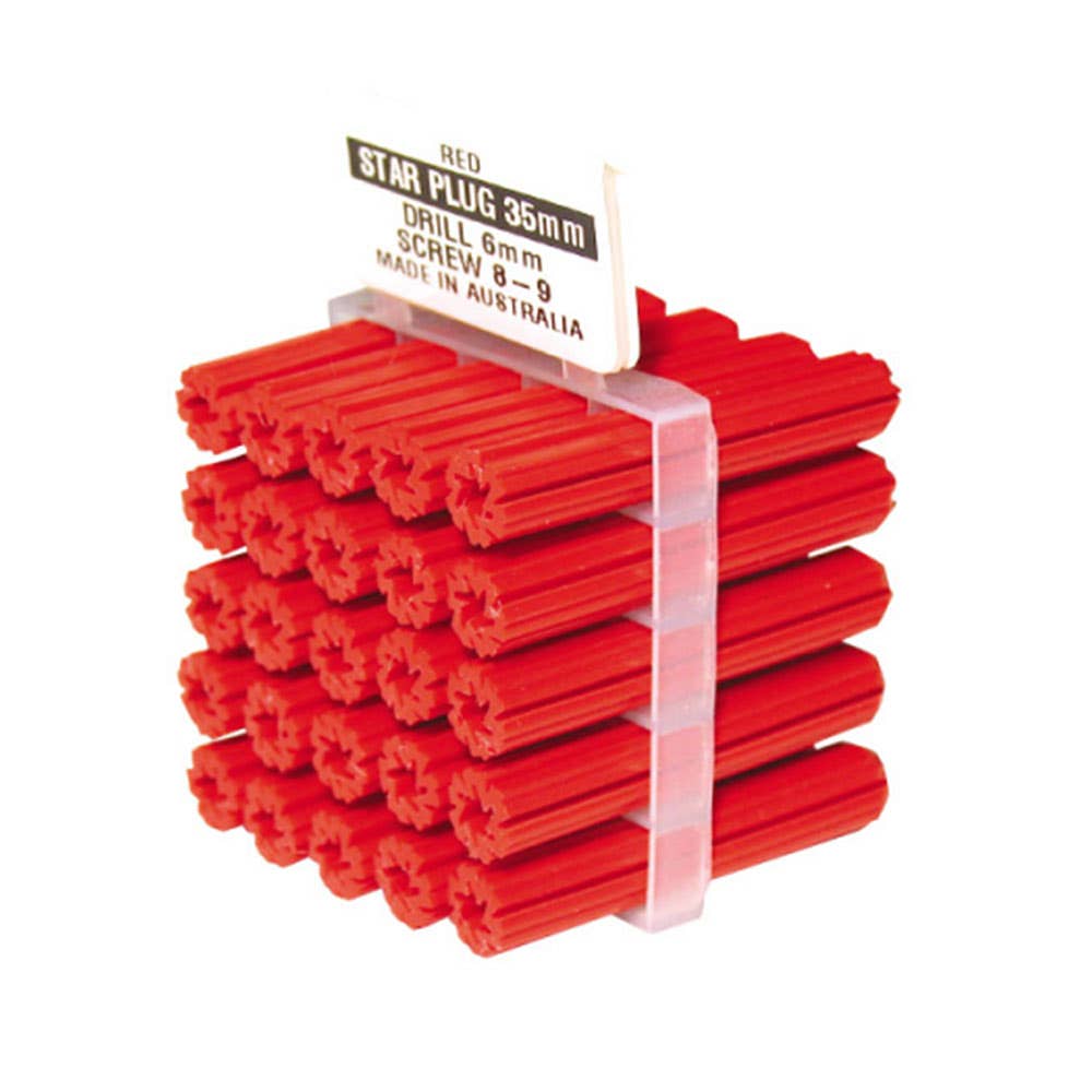 Plug Wall Plastic Red 6 x 25mm Pk 25 5226001 MWPFR-25