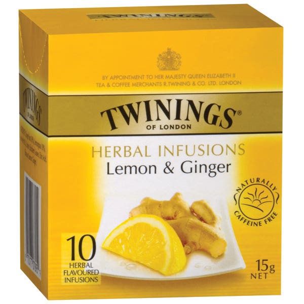 Twinings Tea Bags Lemon And Ginger Enveloped Pack 10 74002400 80036