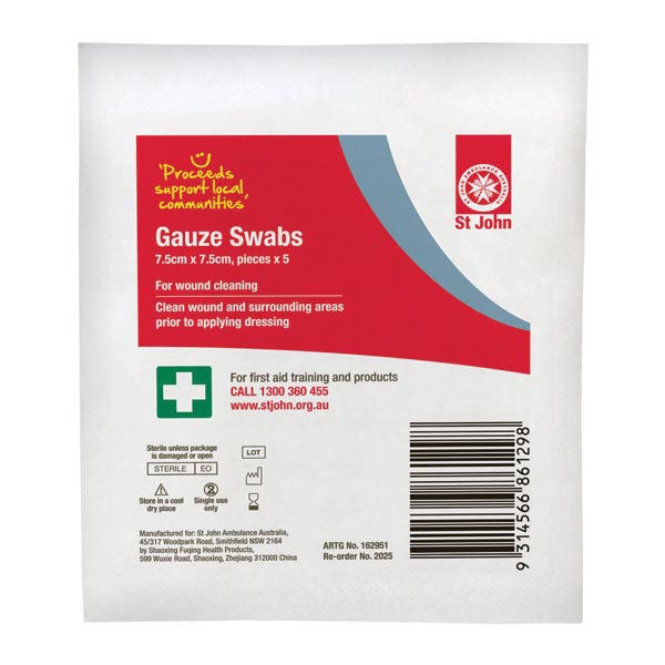 St John Gauze Swabs 7.5 X 7.5cm 530918400 SN-36001351