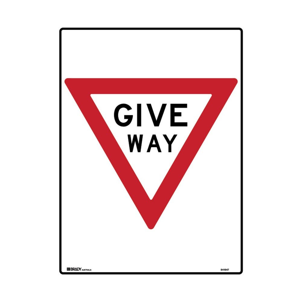 Directional Traffic Sign - Give Way Rectangular W450mm X H600MM Metal 533163 841848