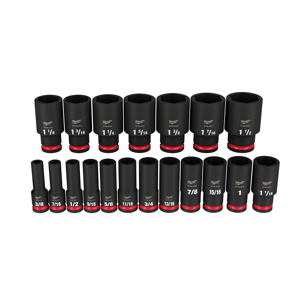 Shockwave 1/2'' Dve 19pce SAE Deep 6 Point Impact Socket Set 533614 49667012