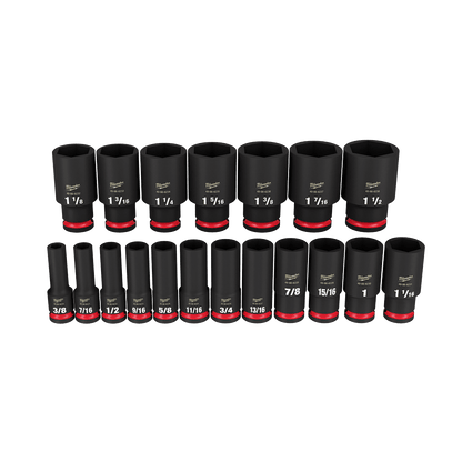 Shockwave 1/2'' Dve 19pce SAE Deep 6 Point Impact Socket Set 533614 49667012