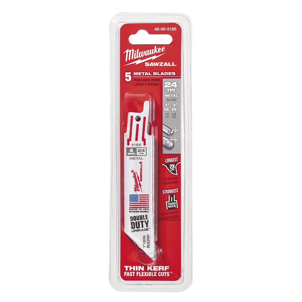 Blade Recipricating Saw Sawzall 100mm 24tpi Thin Kerf 5 Pack 537521 48005185
