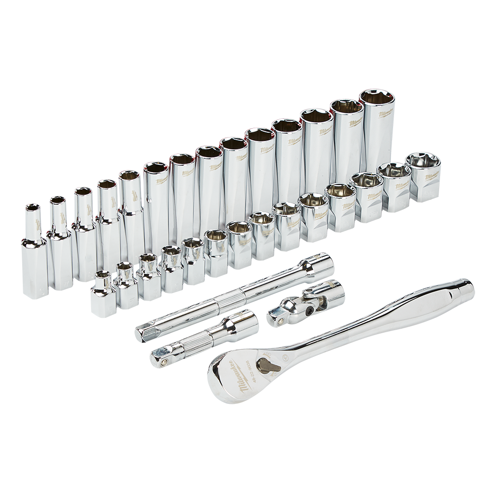 Milwaukee  32pce 3/8 Drive Ratchet & Socket Metric Set 538814 48229508