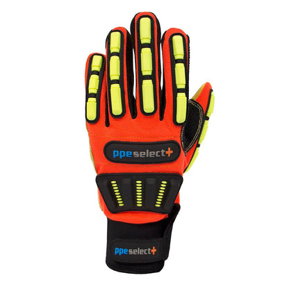 Rigger Gloves Cut 5 Impact Resistant Hi-Vis Leather Palm FLEXeCUT Size 10_55040291_LK501/10