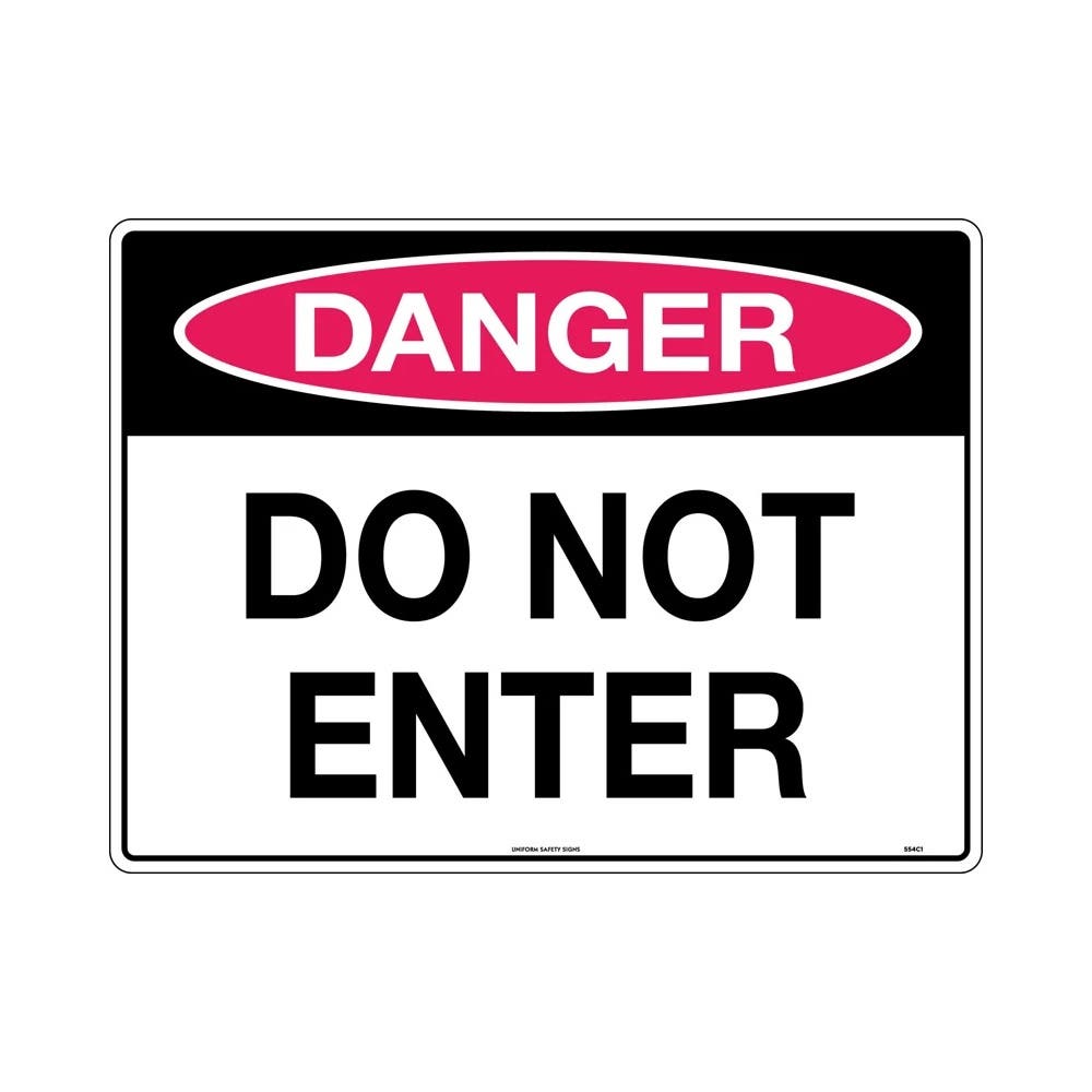 Sign DANGER DO NOT ENTER Class 1 Reflective Metal 600 X 450mm_505230_554C1