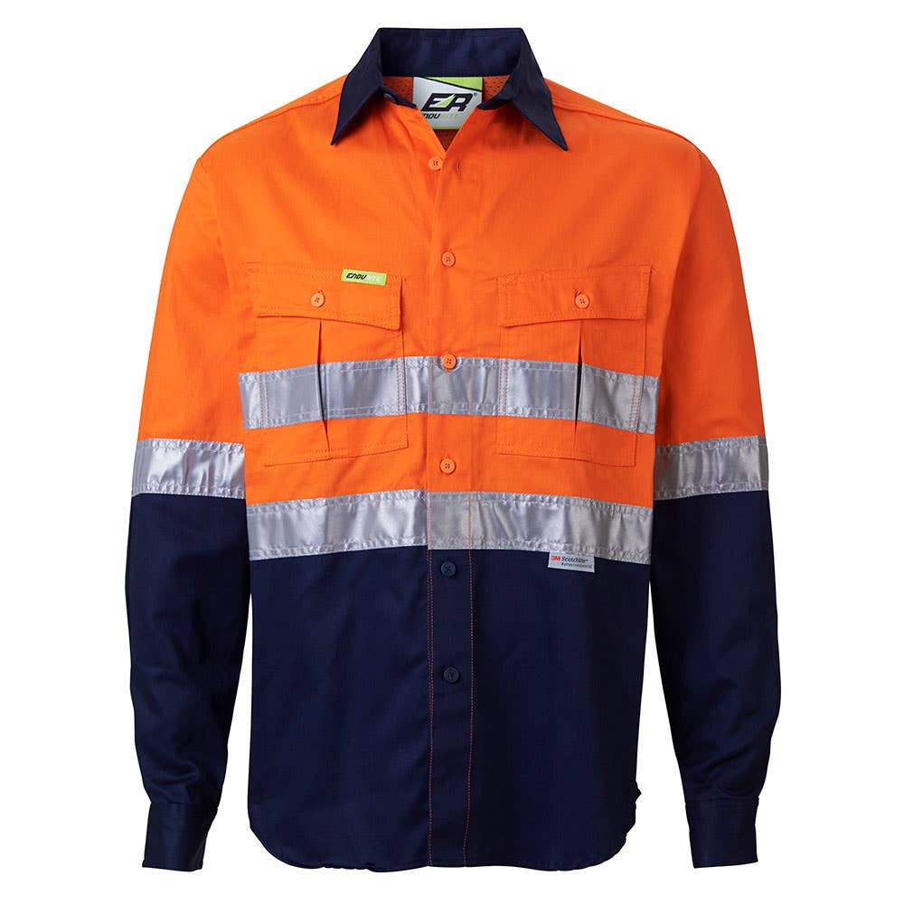 Shirt L/S C/F Cotton Drill 155gsm 3M Tape Hi Vis Orange/Navy 2XL Endurite_55540304_ERM2HON155-2XL_NLA