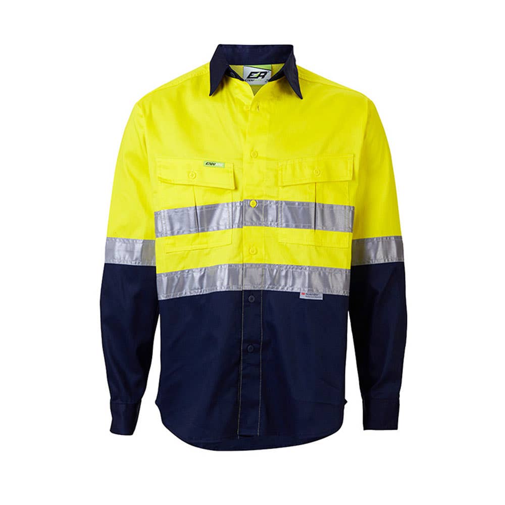 Shirt L/S Cotton Drill 125gsm 3M Tape Hi Vis Yellow/Navy 2XL Endurite_55540024_ERM2YN125-2XL