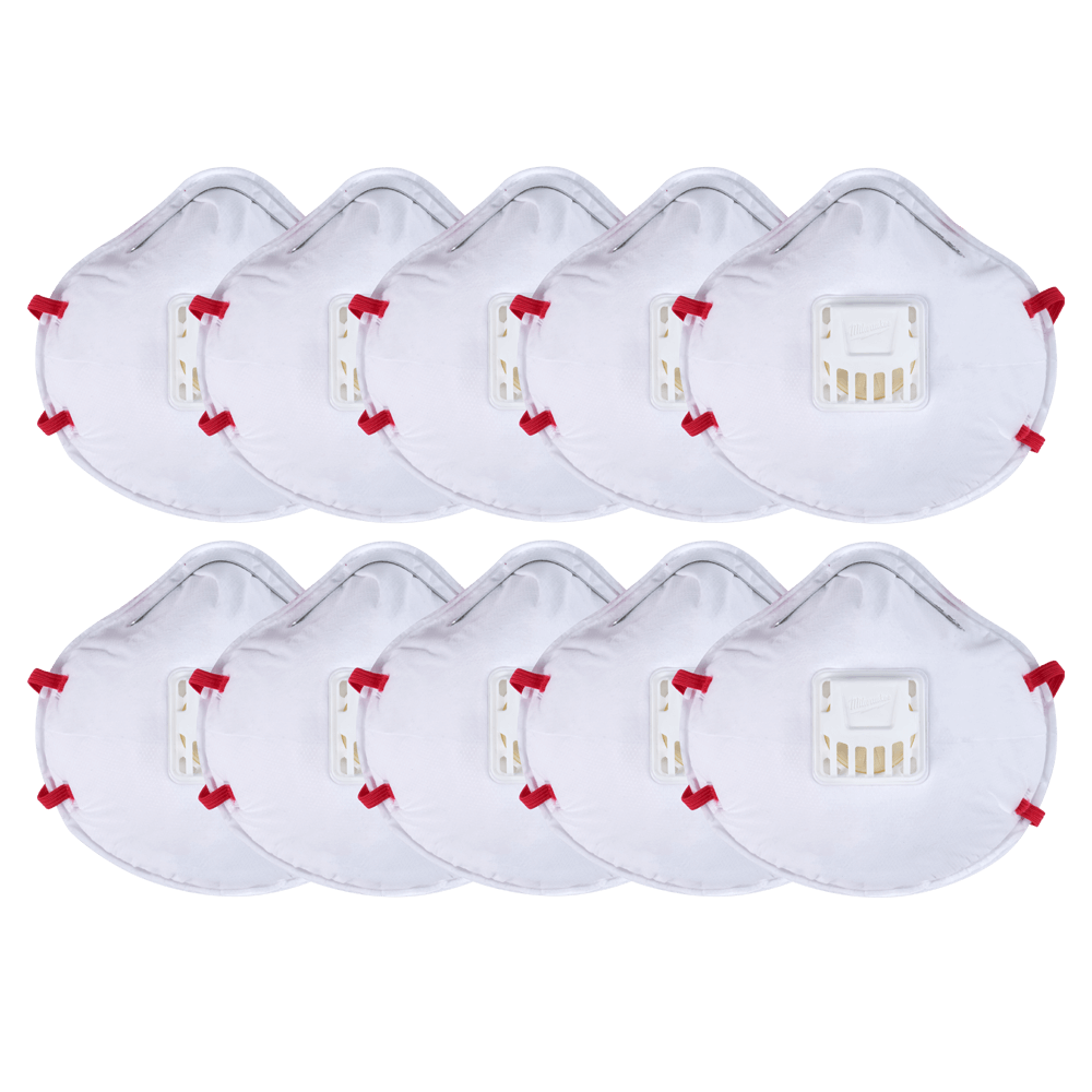Respirator Disposable Mask N95 Valved Pk 10 Milwaukee 566183 48734014