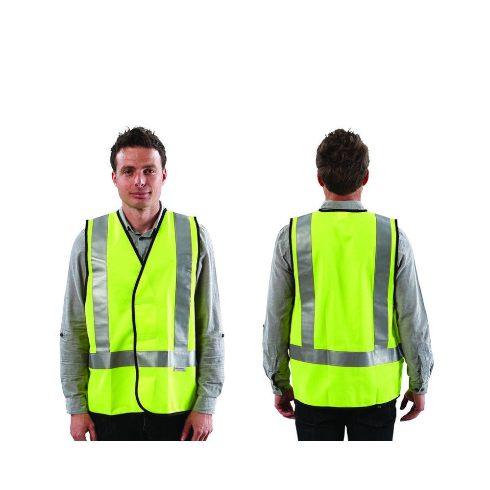 Vest Fluro Safety H Back Tape Day/Night Poly 120gsm Yellow S Workit_40115362_VDNYS