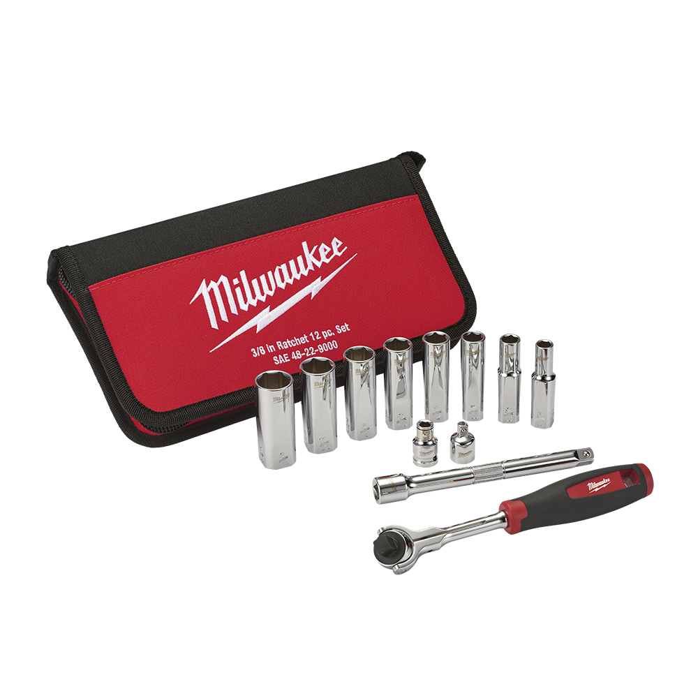 MILWAUKEE SOCKET SET 3/8 DR SAE 12PC 575732 48229000