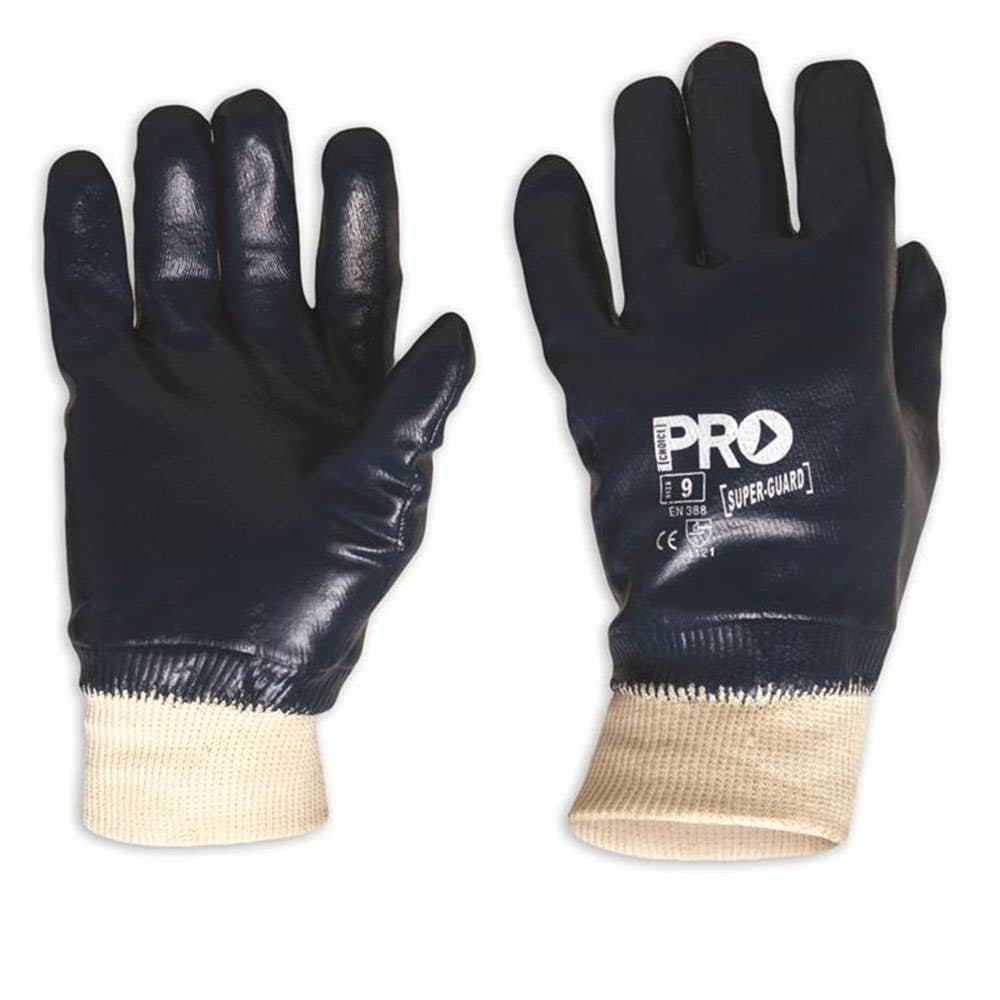 Gloves Nitrile Super Guard Full Dipped Knitted Wrist Blue Size 10 ProChoice_5803002_NBRFB10_NLA