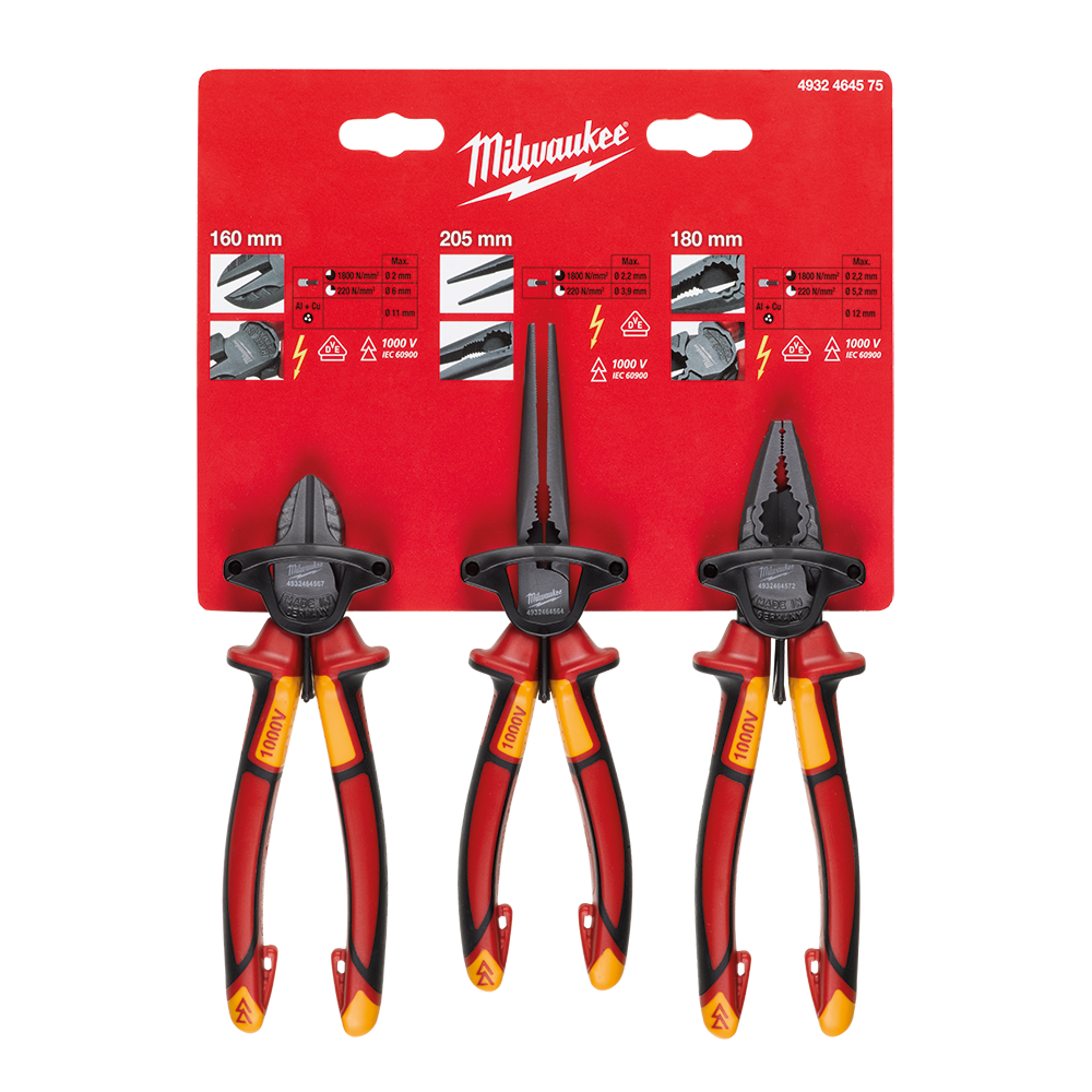 Milwaukee 3pce 1000V VDE Pliers Set 581488 4932464575
