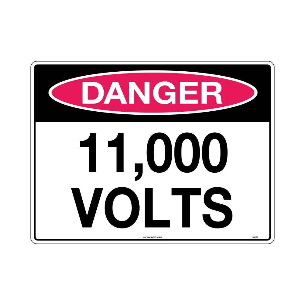 Sign DANGER 11000 Volts 600 x 450mm Metal_306433_582C1