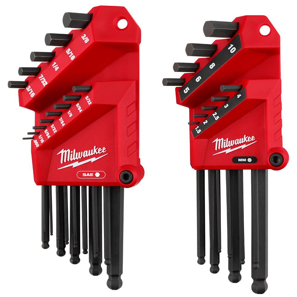 Hex Key Set Ball End L Style SAE Metric 22pc Milwaukee 584072 48222187