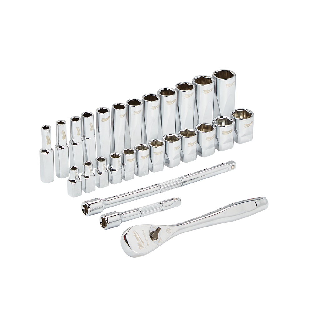 Milwaukee Ratchet And Socket Set 1/4 Metric 28pc 48229504 585353 48229504
