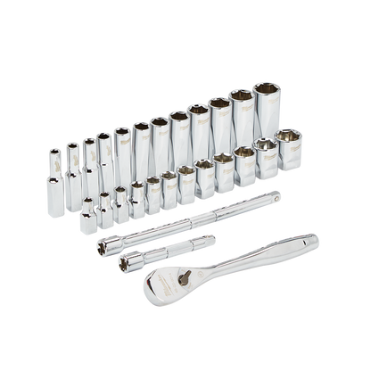 Milwaukee Ratchet And Socket Set 1/4 Metric 28pc 48229504 585353 48229504