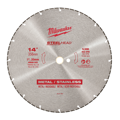 MILWAUKEE 355mm (14) STEELHEAD Metal Diamond Cut-Off Blade 588117 49937840