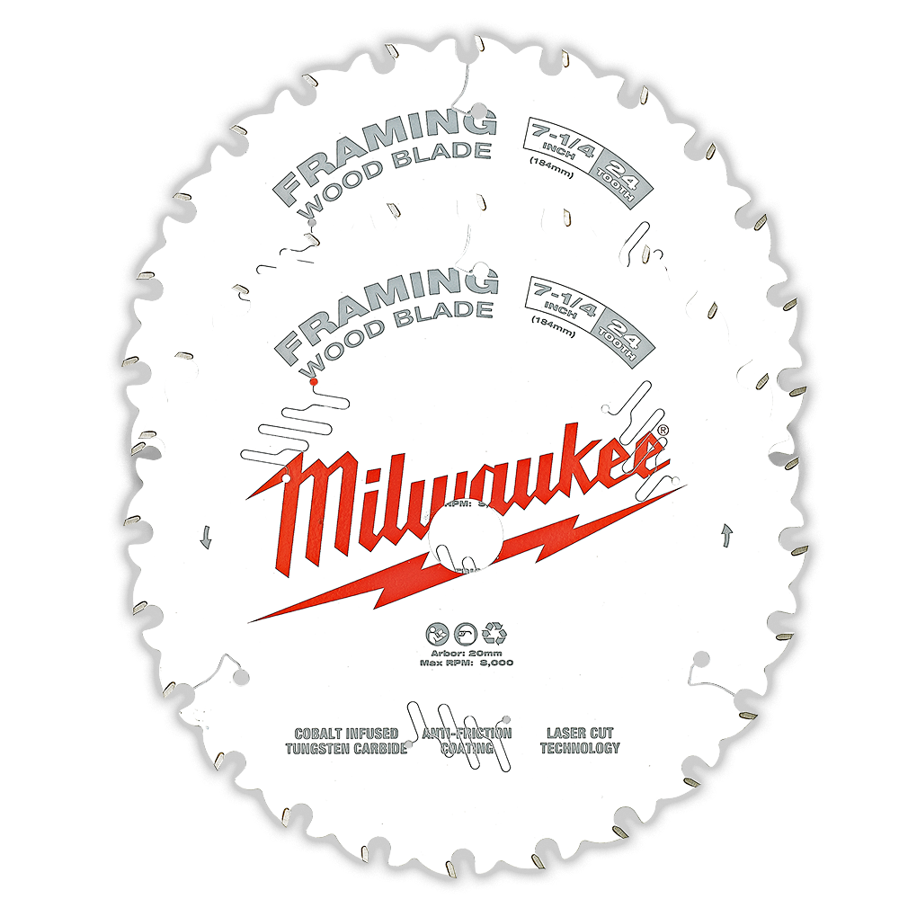 Circular Saw Blade 7-1/4 184mm 24T Wood Framing 2 Pack 588414 48418721